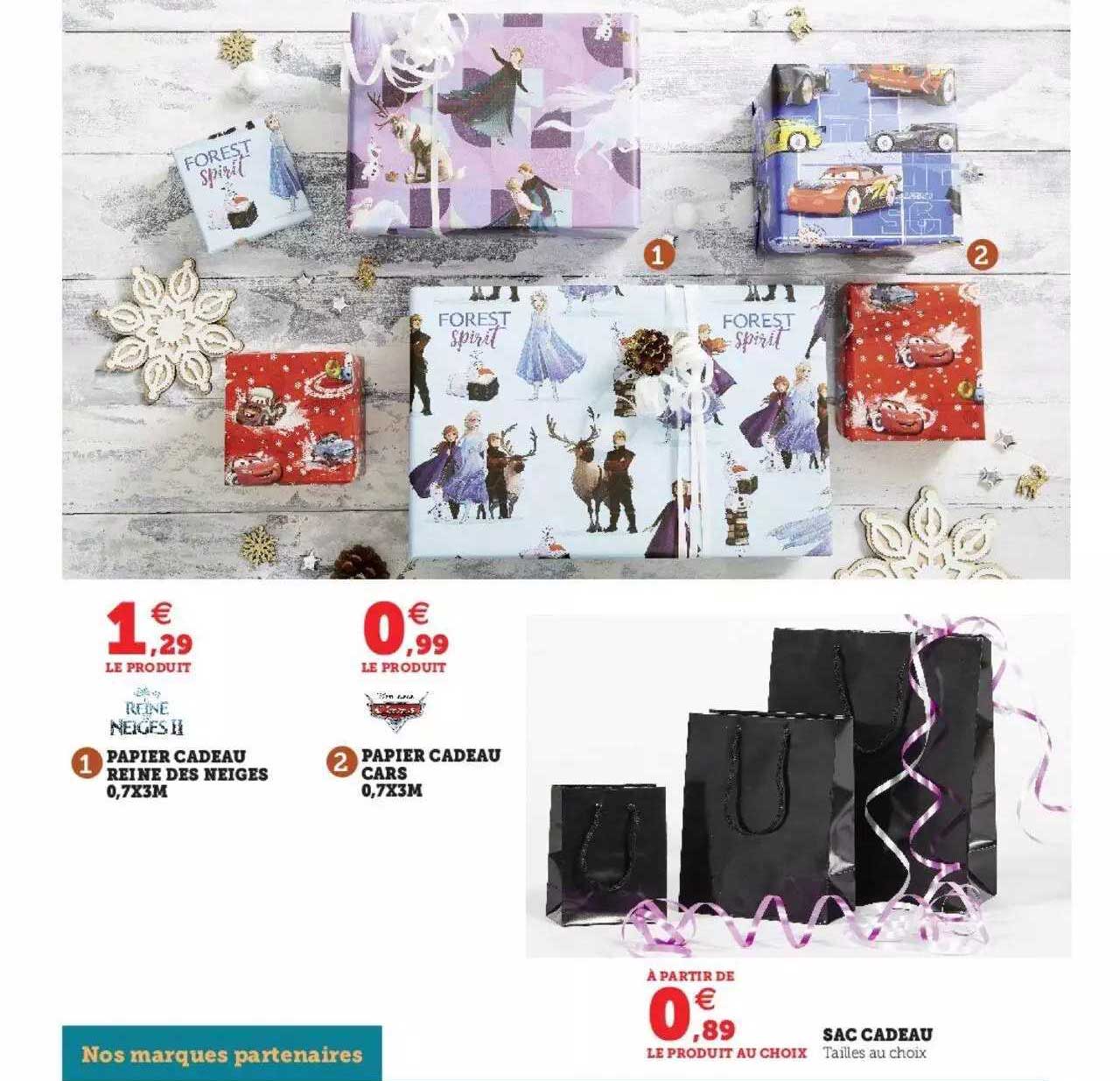 papier cadeau reine des neiges 0,7 x 3 m, papier cadeau cars 0,7 x 3m, sac cadeau