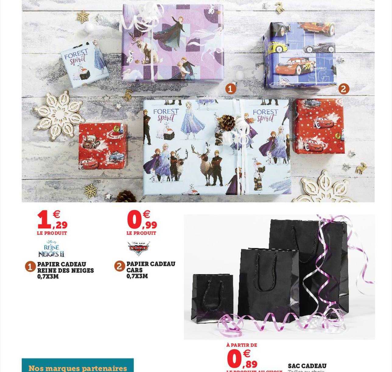 papier cadeau reine des neiges 0,7x3 m, papier cadeau cars 0,7x3 m