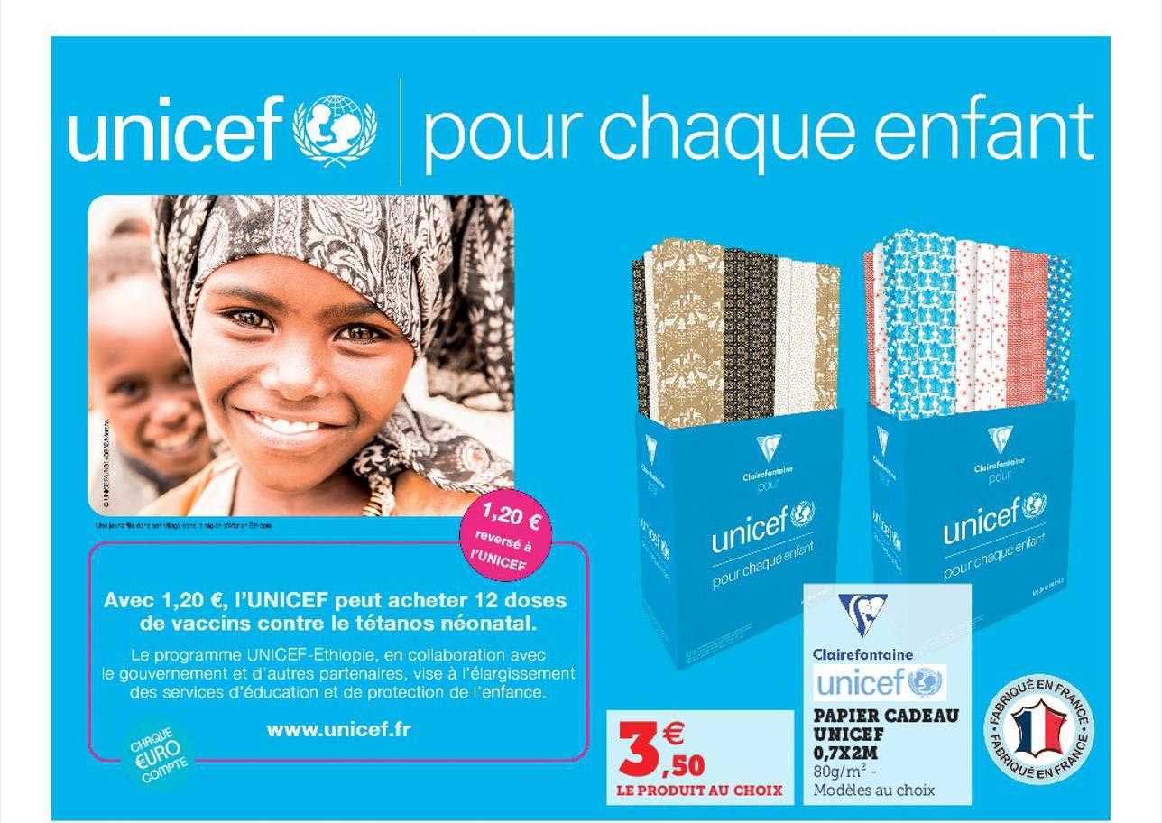 papier cadeau unicef 0,7 x 2m