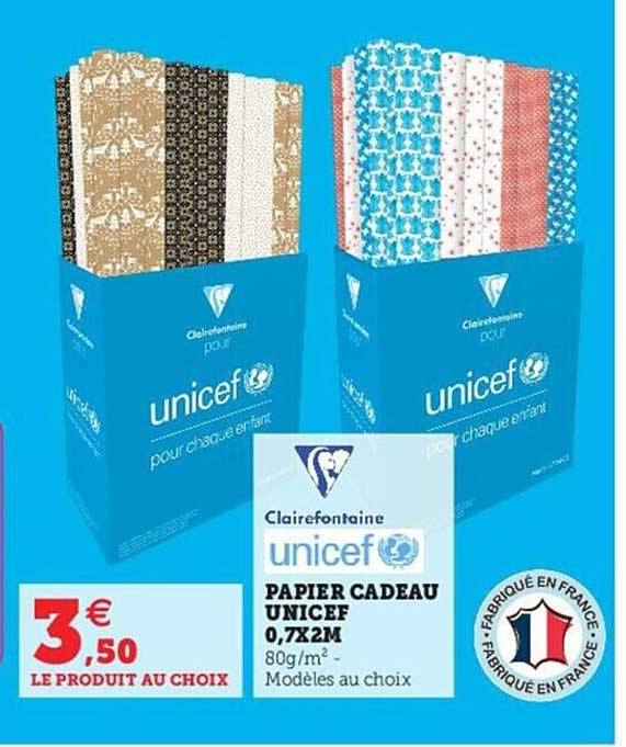 papier cadeau unicef 0,7x2 m