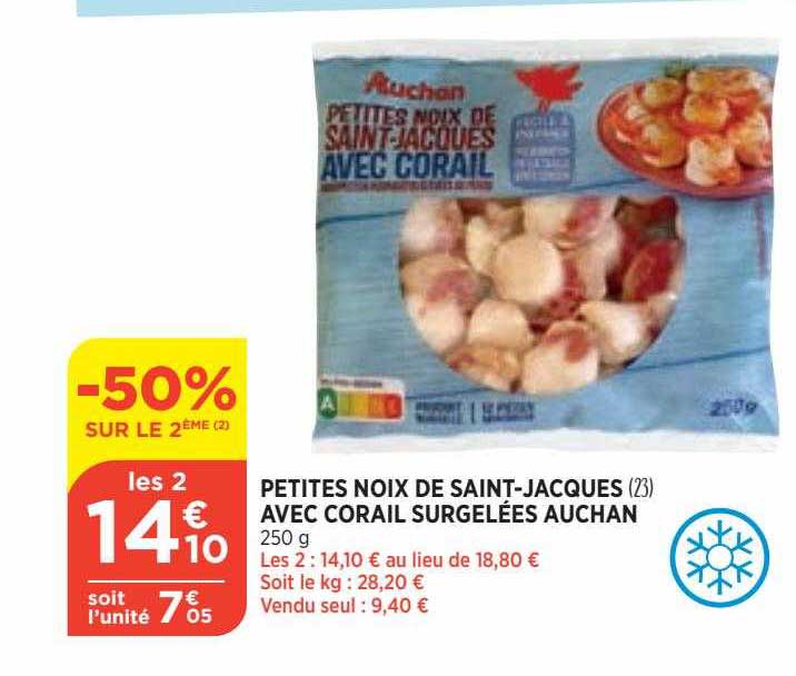 petites noix de saint-jacques avec corail surgelées auchan