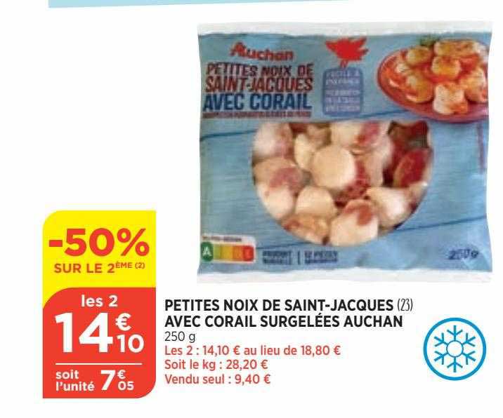 petites noix de saint-jacques avec corail surgelées auchan