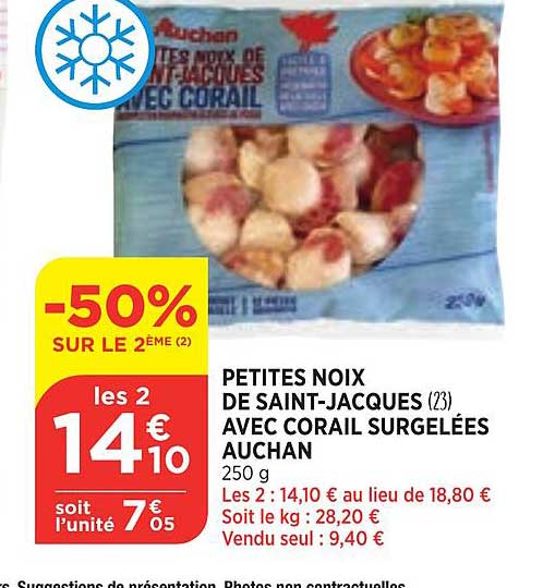 petites noix de saint-jacques avec corail surgelées auchan