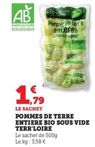 pommes de terre entière bio sous vide terr'loire