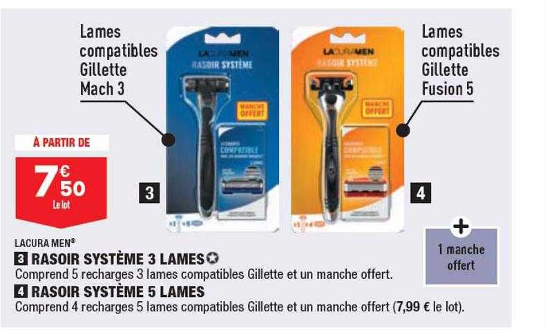 Rasoirs Système 3 Lames Lacura Men, Rasoir Système 5 Lames Lacura Men