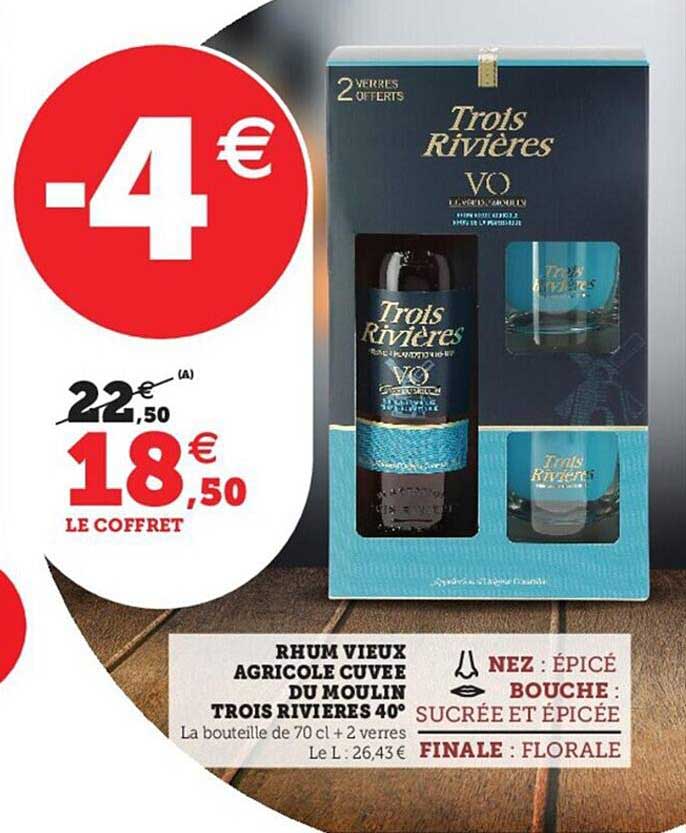 rhum vieux agricole cuvée du moulin trois rivières 40°