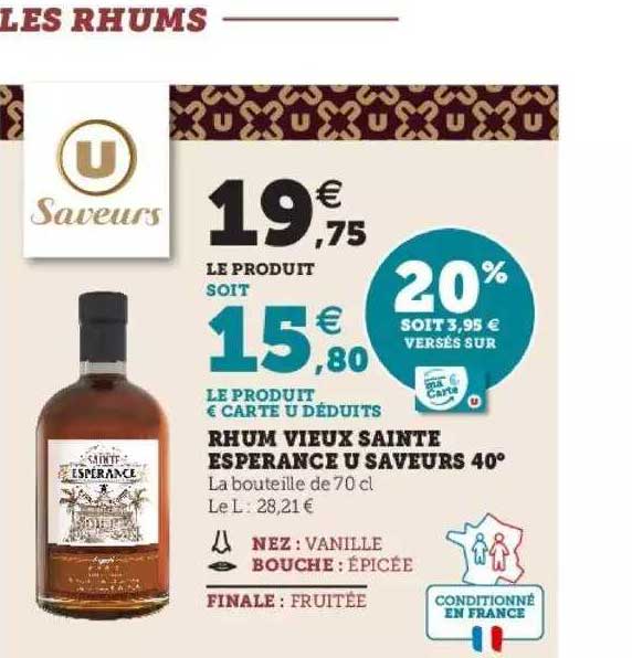 rhum vieux sainte espérance u saveurs 40°