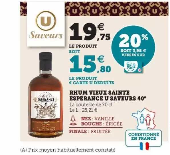 rhum vieux sainte espérance u saveurs 40°