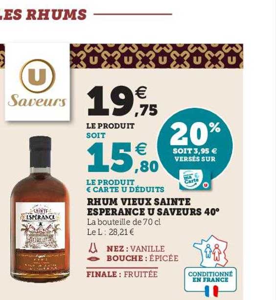 rhum vieux sainte esperance u saveurs 40°