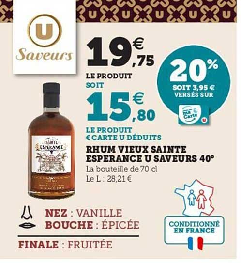 rhum vieux sainte esperance u saveurs 40°