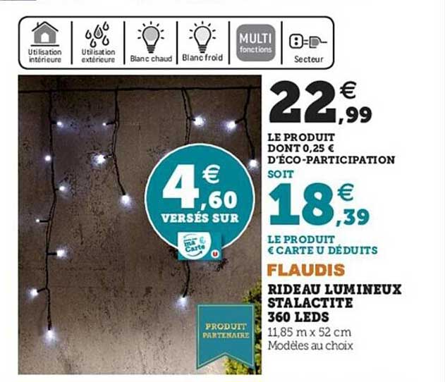 rideau lumineux stalactite 360 leds flaudis