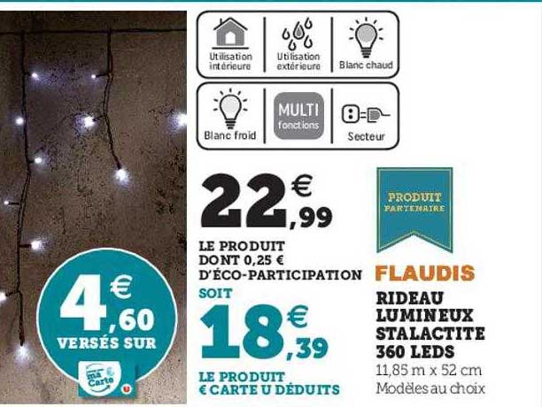 rideau lumineux stalactite 360  leds flaudis