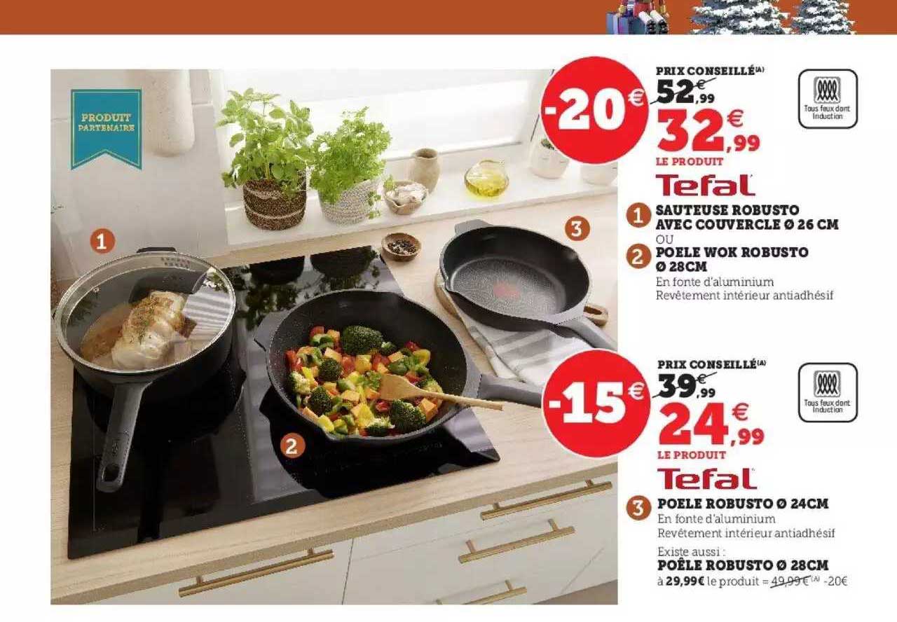 Sauteuse Robusto Avec Couvercle ø 26 Cm Ou Poêle Wok Robusto ø 28 Cm, Poêle Robusto ø 24 Cm, Poêle Robusto ø 28 Cm