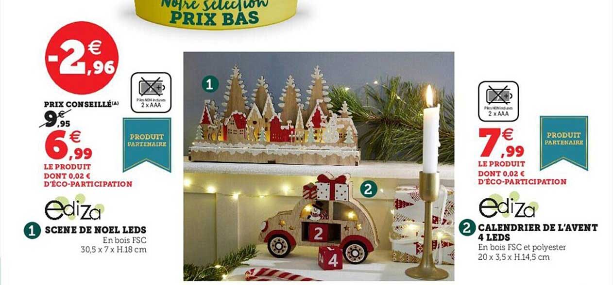 scène de noël leds ediza, calendrier de l'avent 4 leds ediza