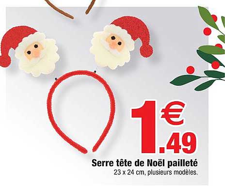 Serre Tête De Noël Pailleté