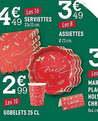 Serviettes, Gobelets 25 Cl, Assiettes