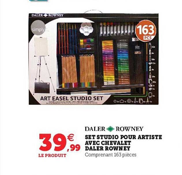 set studio pour artiste avec chevalet daler rowney