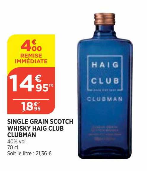 single grain scotch whisky haig club clubman