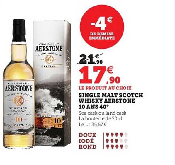 single malt scotch whisky aerstone 10 ans 40°