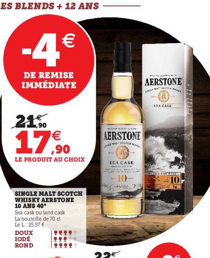 single malt scotch whisky aerstone 10 ans 40°