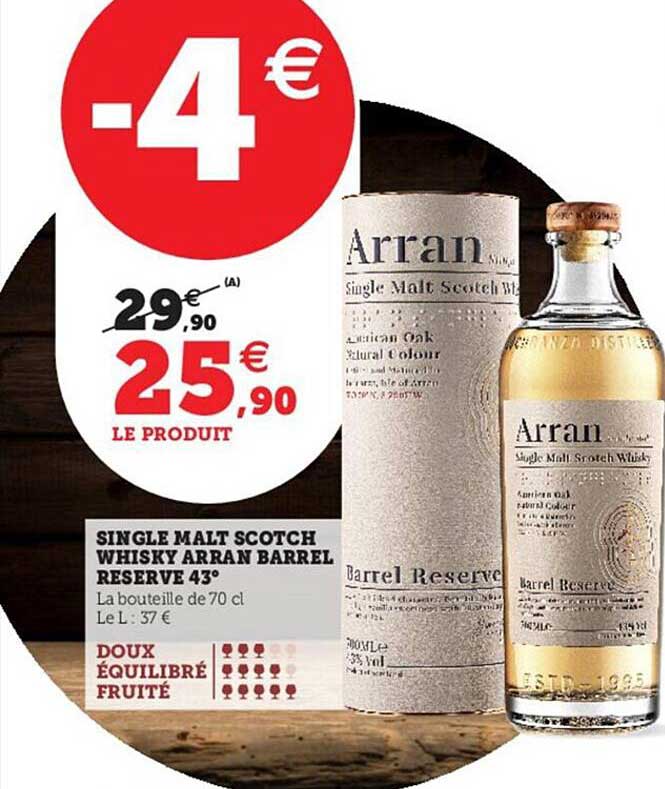 single malt scotch whisky arran barrel réserve 43°