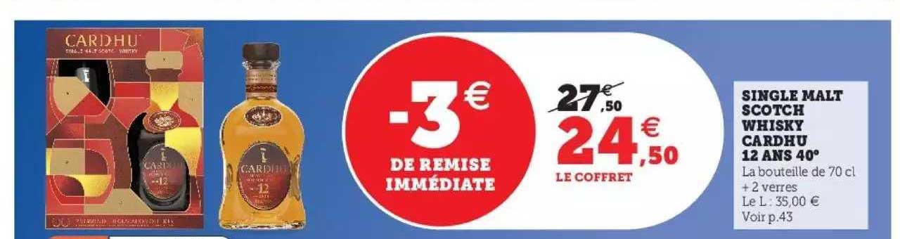 single malt scotch whisky cardhu 12 ans 40°
