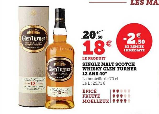 single malt scotch whisky glen turner 12 ans 40°