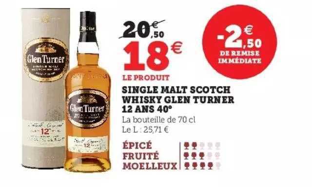 single malt scotch whisky glen turner 12 ans 40°