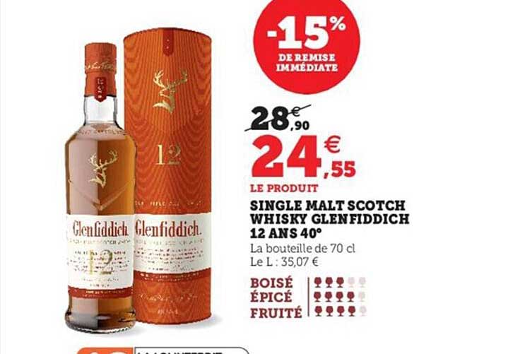 single malt scotch whisky glenfiddich 12 ans 40°