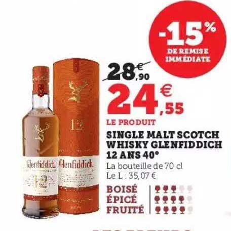single malt scotch whisky glenfiddich 12 ans 40°