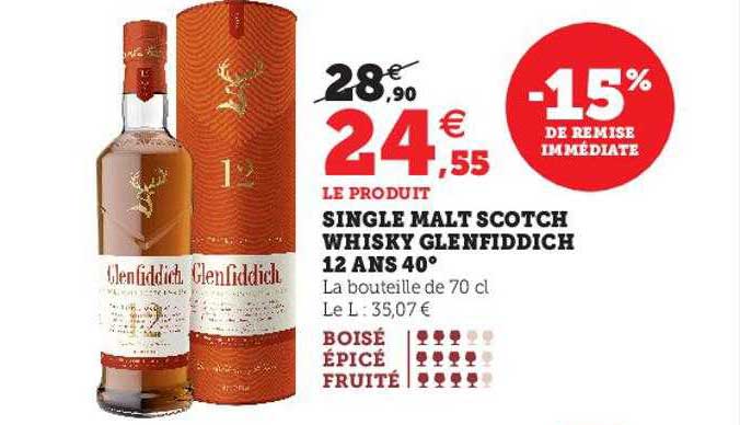 single malt scotch whisky glenfiddich 12 ans 40°