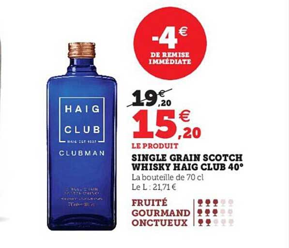 single grain scotch whisky haig club 40°