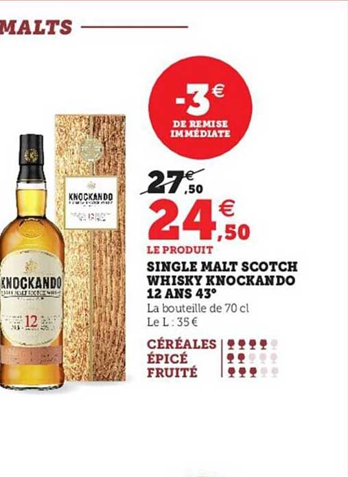 single malt scotch whisky knockando 12 ans 43°