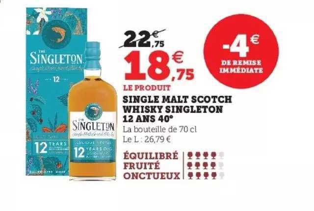 single malt scotch whisky singleton 12 ans 40°