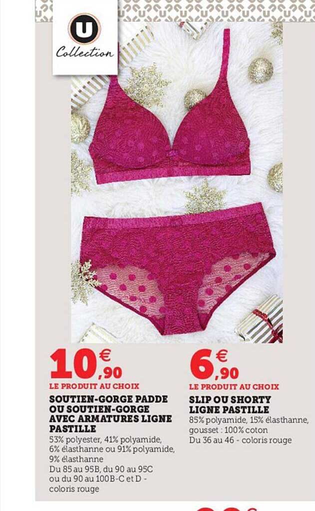 soutien-gorge padde ou soutien-gorge avec armatures ligne pastille u collection, slip ou shorty ligne pastille u collection