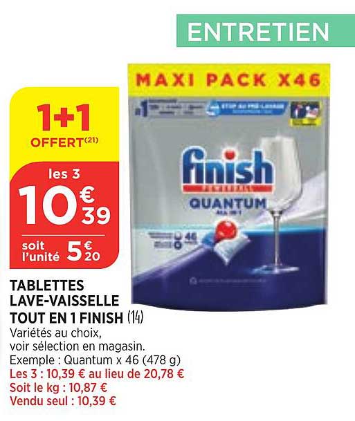 tablettes lave-vaisselle tout en 1 finish