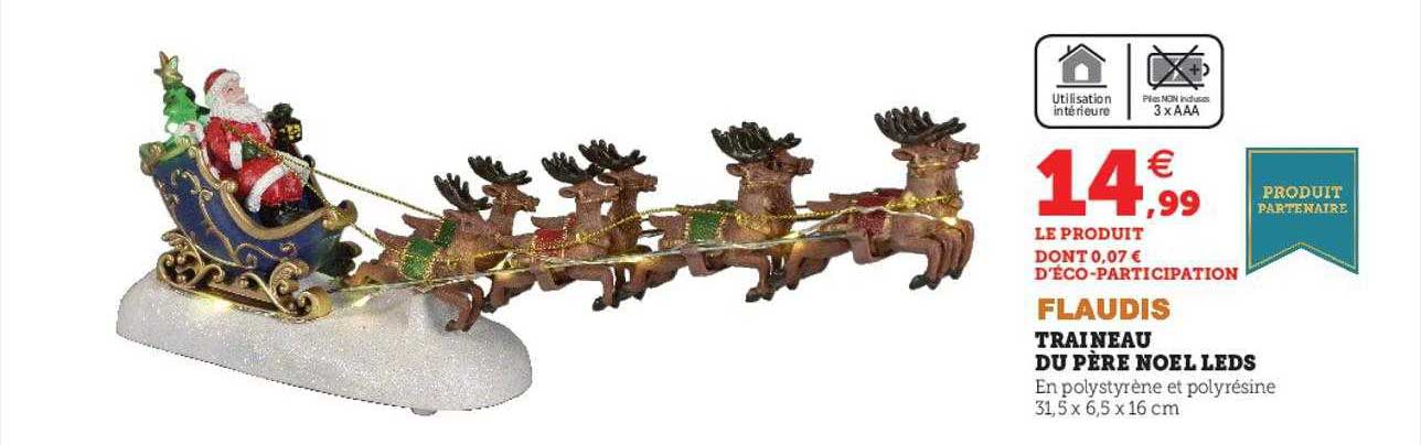 traineau du père noël leds flaudis