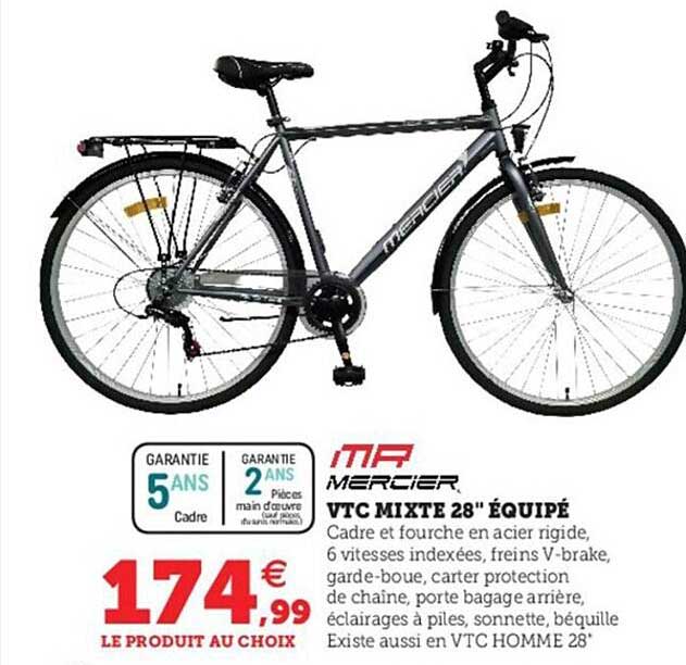 vtc mixte 28" équipé mr mercier