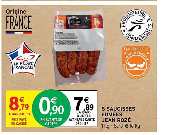 8 saucisses fumées jean rozé