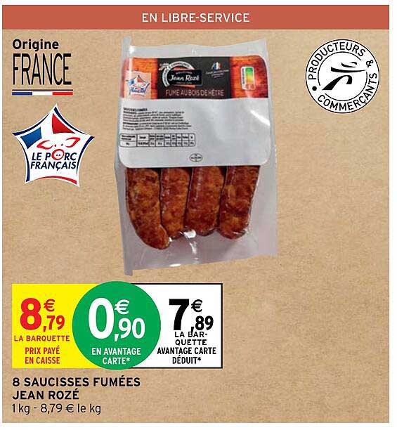 8 saucisses fumées jean rozé