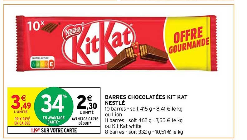 Barres Chocolatées Kit Kat Nestlé