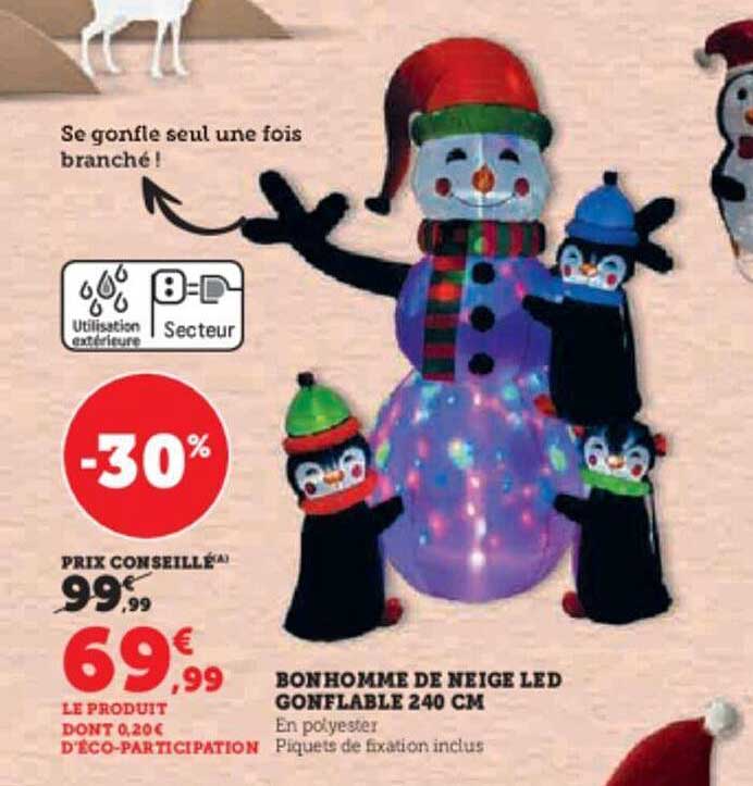 bonhomme de neige led gonflable 240 cm