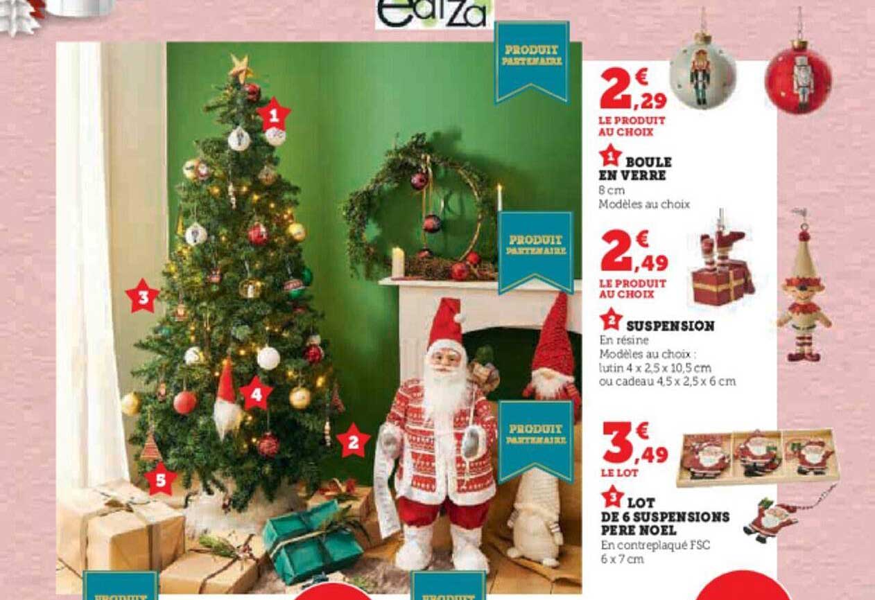 Boule En Verre, Suspension, Lot De 6 Suspensions Père Noël