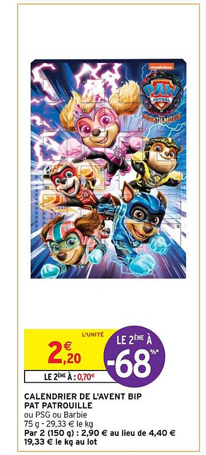 calendrier de l'avent bip pat patrouille