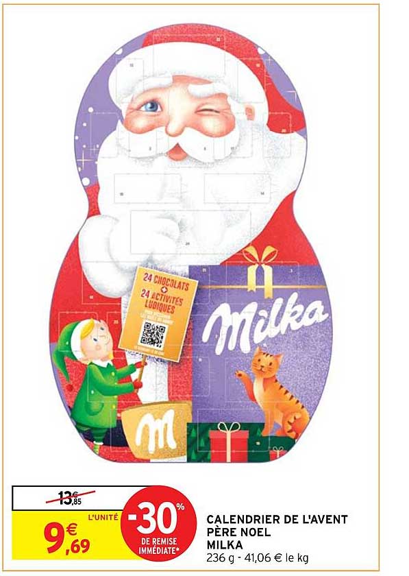 calendrier de l'avent père noël milka