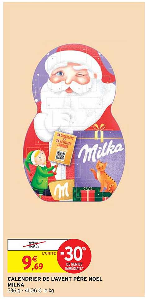 calendrier de l'avent père noël milka