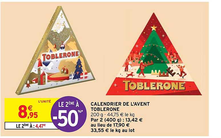 calendrier de l'avent toblerone