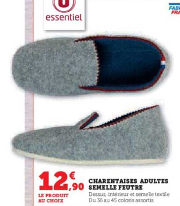 charentaises adultes semelle feutre u essentiel