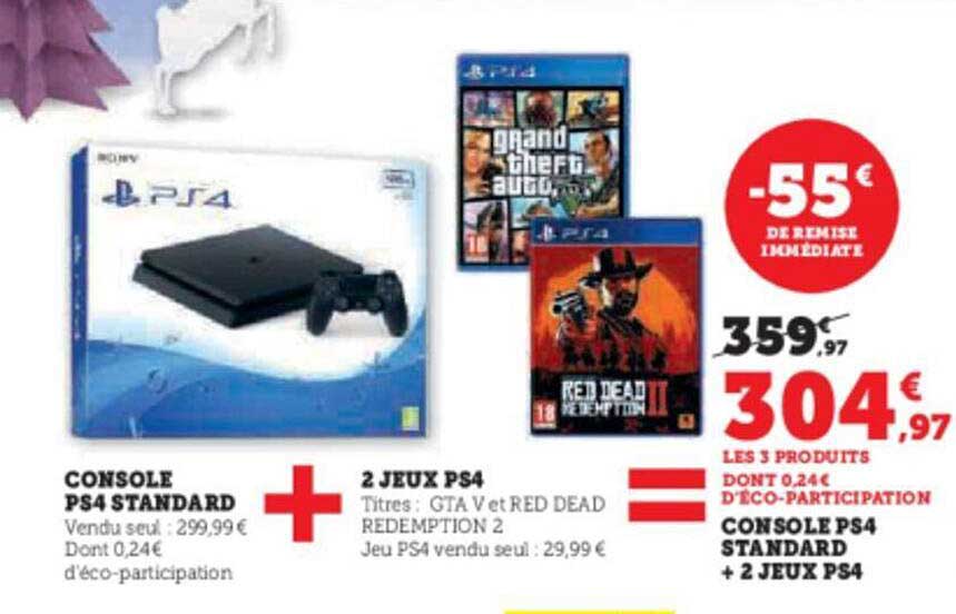 Console Ps4 Standard + 2 Jeux Ps4