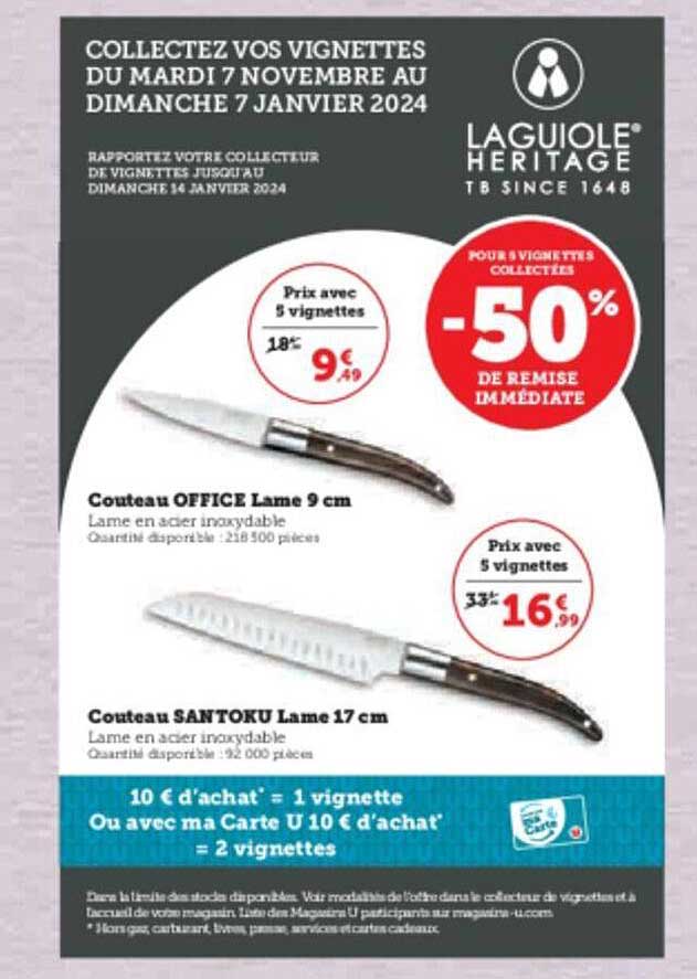couteau office lame 9 cm, couteau santoku lame 17 cm